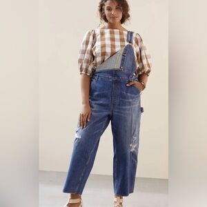 Anthropologie Pilcro The Lex Denim Overalls Distressed Adjustable Straps 18w